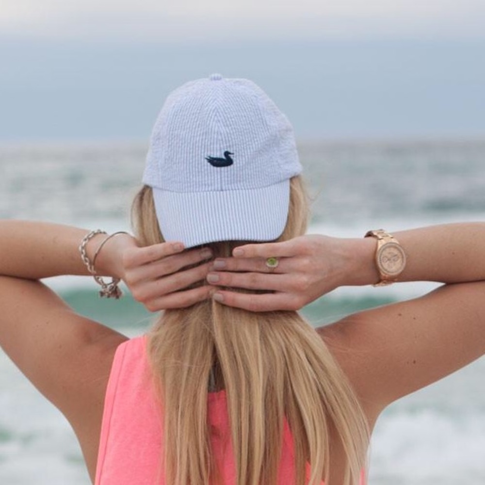 💕 Southern Marsh Pink Seersucker Hat
